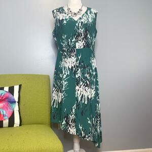 Phase Eight Laverne Green Floral Asymmetrical Hem Sleeveless Dress